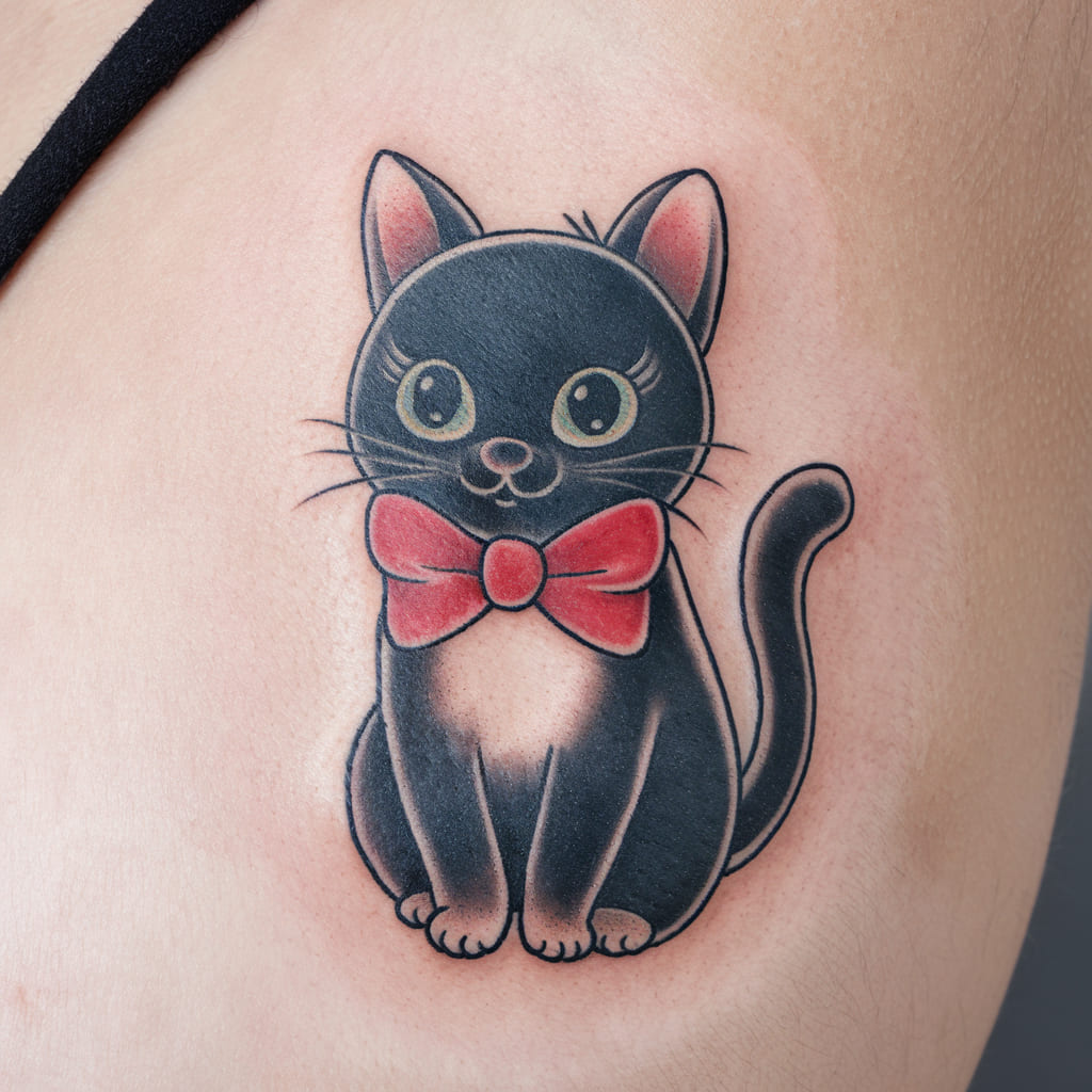 Adorable Black Cat with a Bowtie