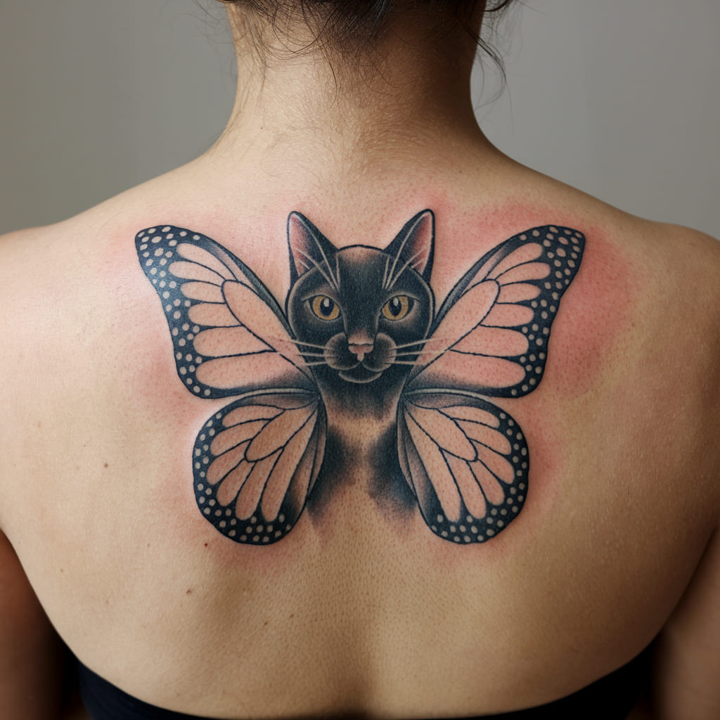 Black Cat with Butterfly Wings