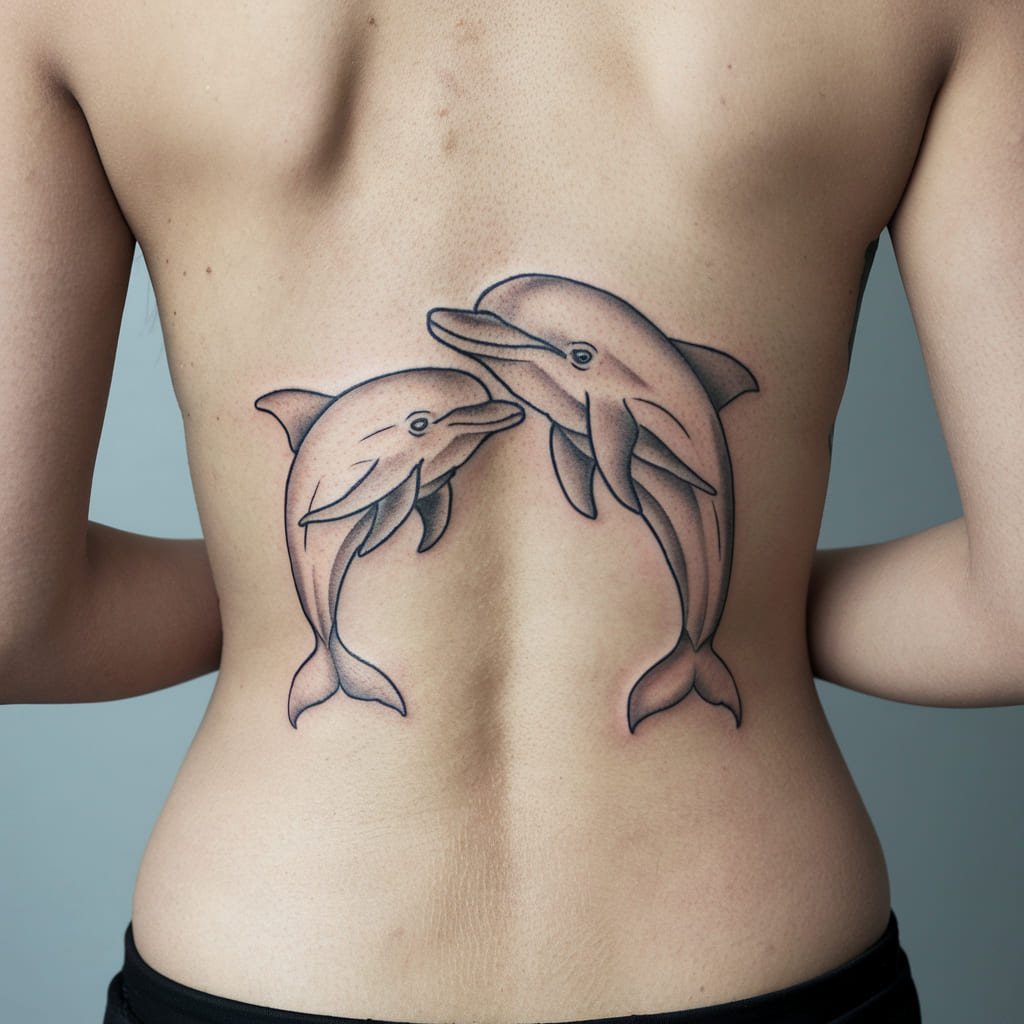 Dolphin Pair on the Lower Back