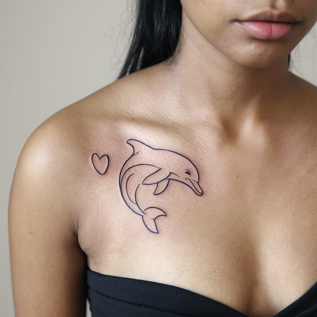 Dolphin and Heart on the Chest