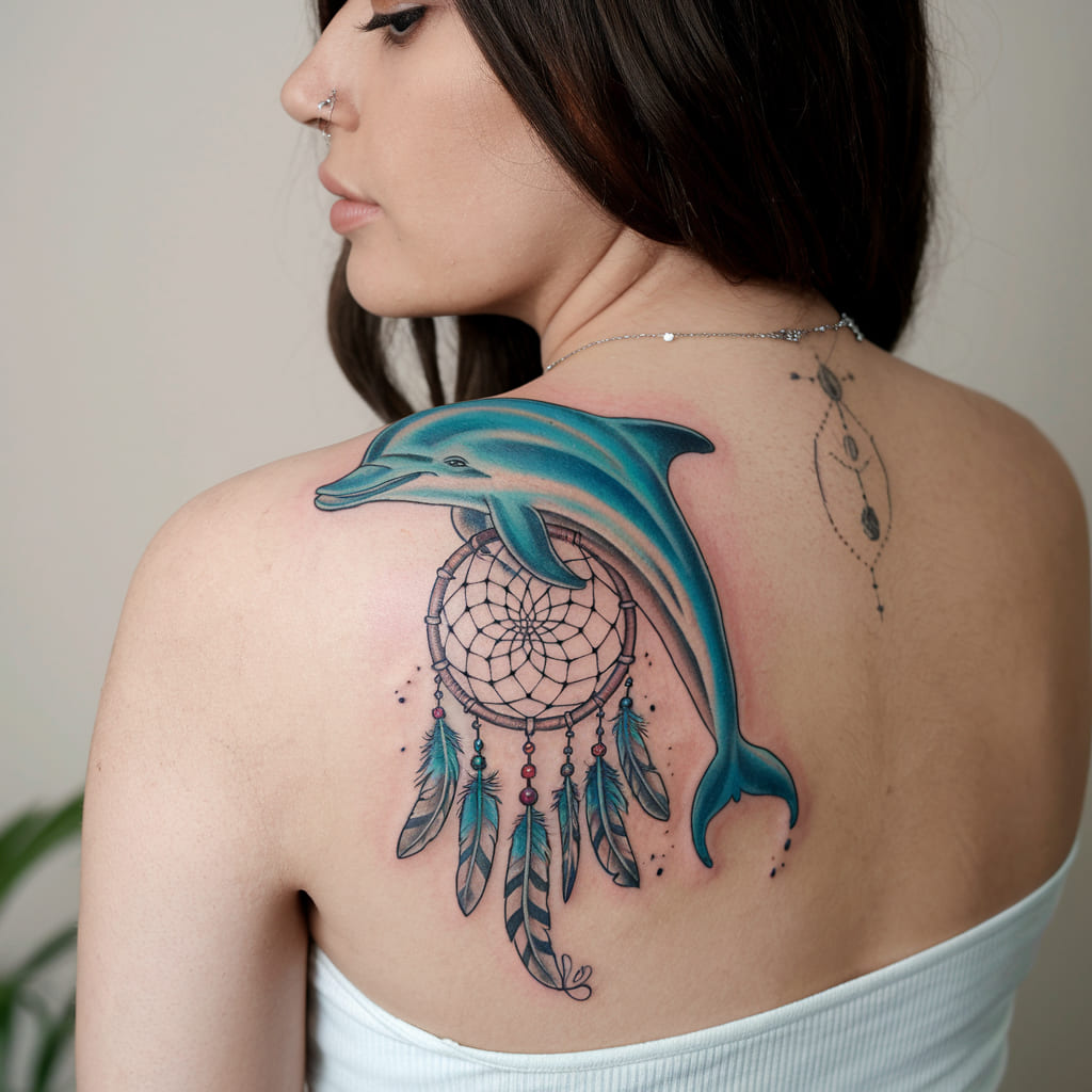 Dolphin with a Dreamcatcher on the Back