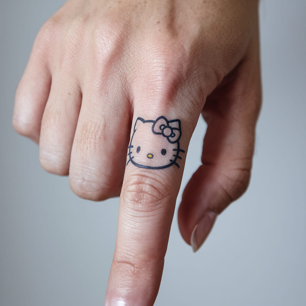 Hello Kitty Head Outline on the Finger