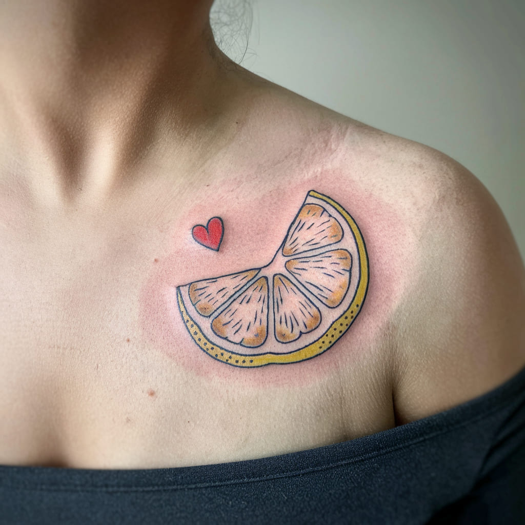 Lemon Slice with Heart on the Collarbone