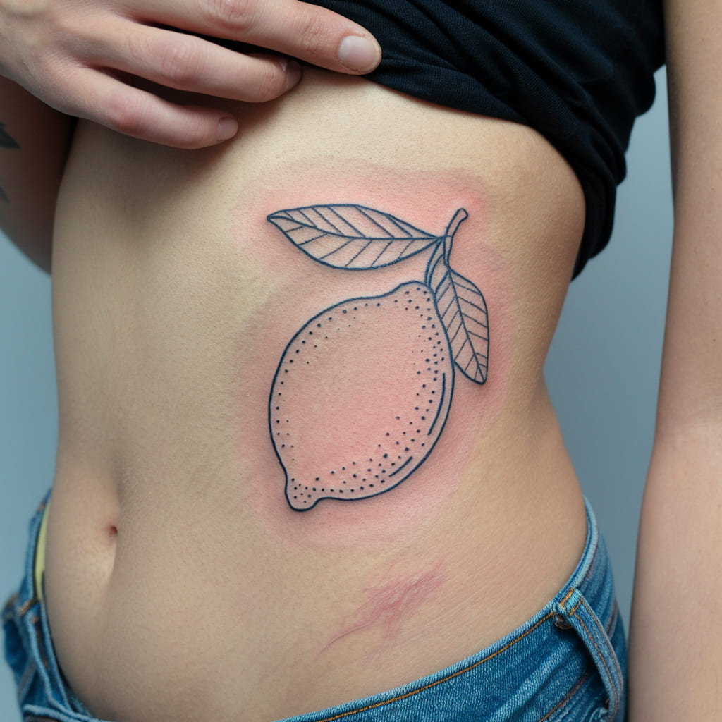 Lemon and Leaf Outline on the Ribcage