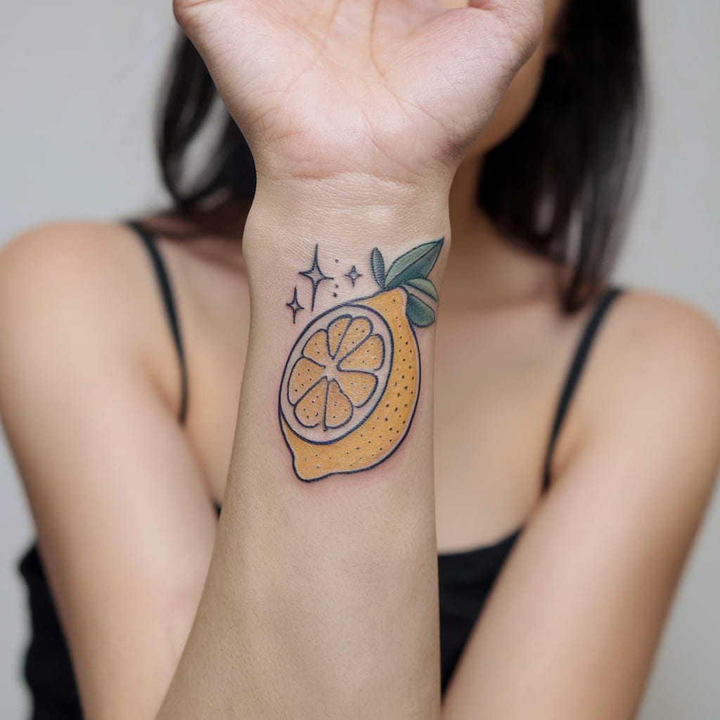 Lemon with Sparkles on the Wrist