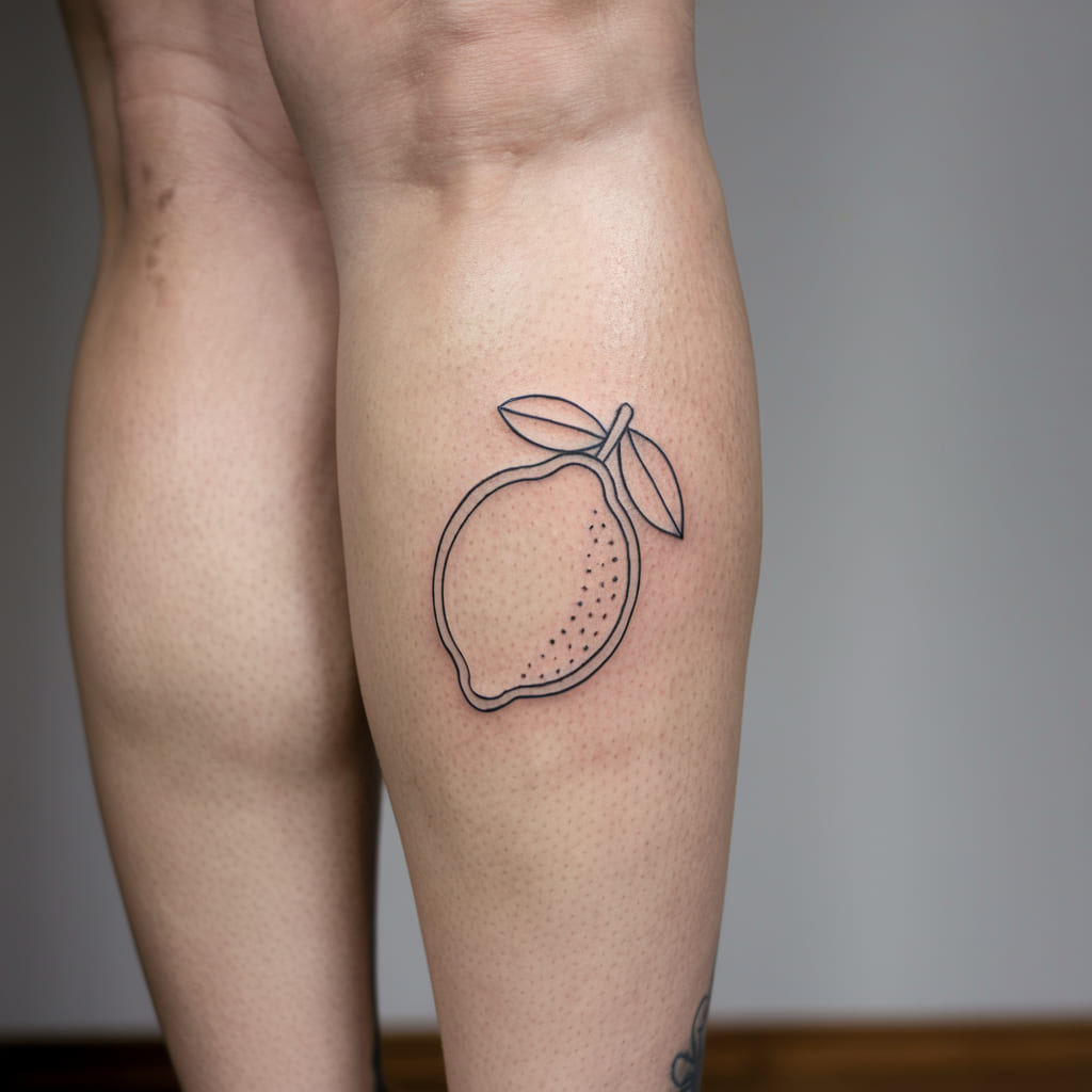 Minimal Lemon Outline on the Calf