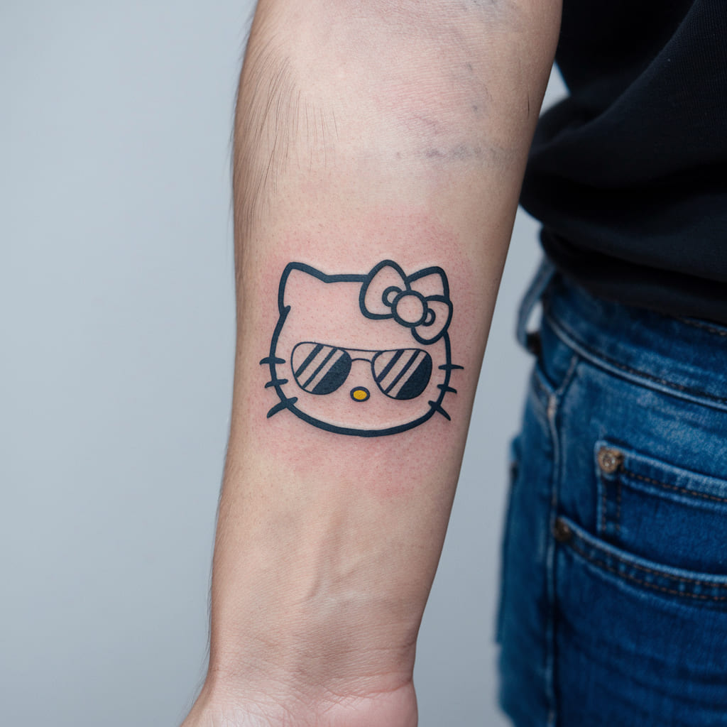 Minimalist Hello Kitty with Sunglasses on the Wrist