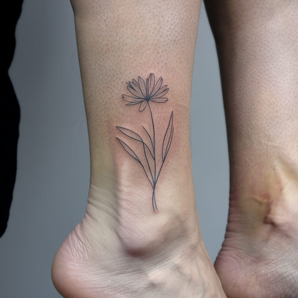 Minimalist Single Wildflower on the Ankle