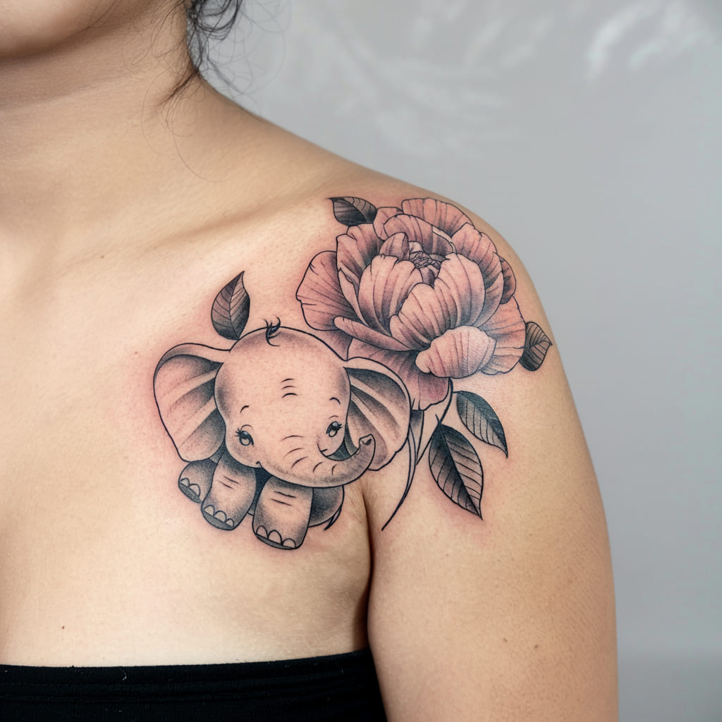 Peony and Baby Elephant