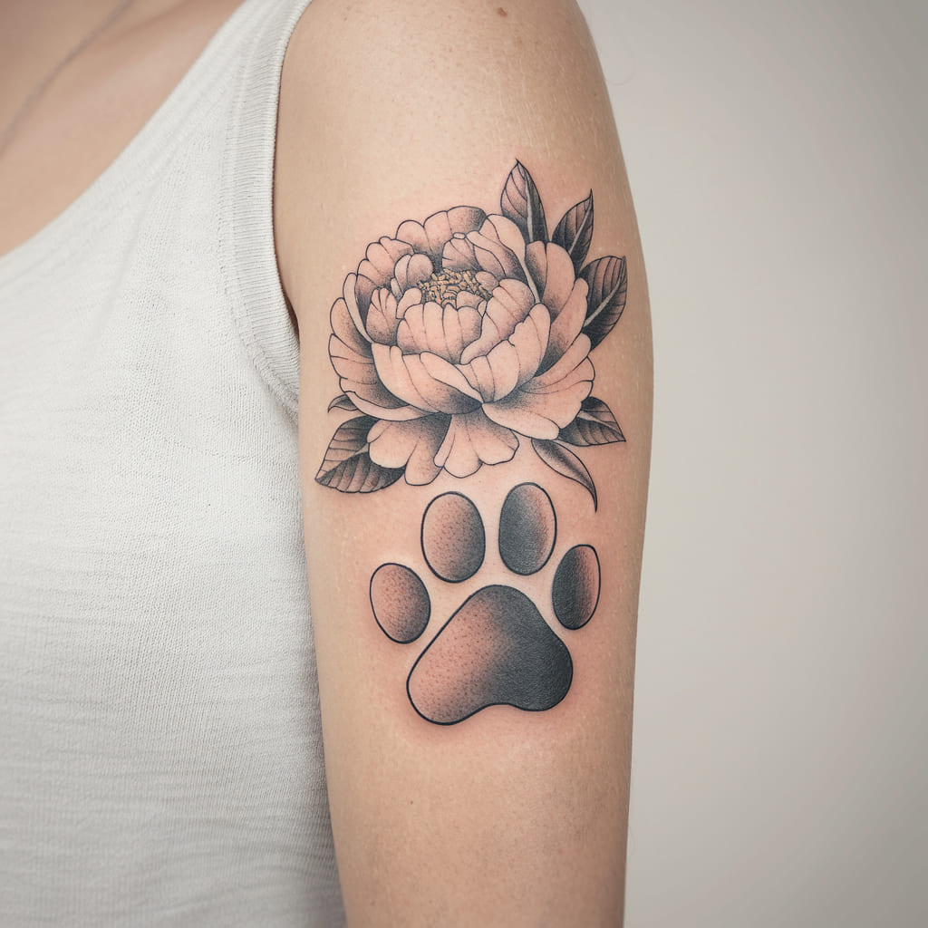 Peony and Paw Print