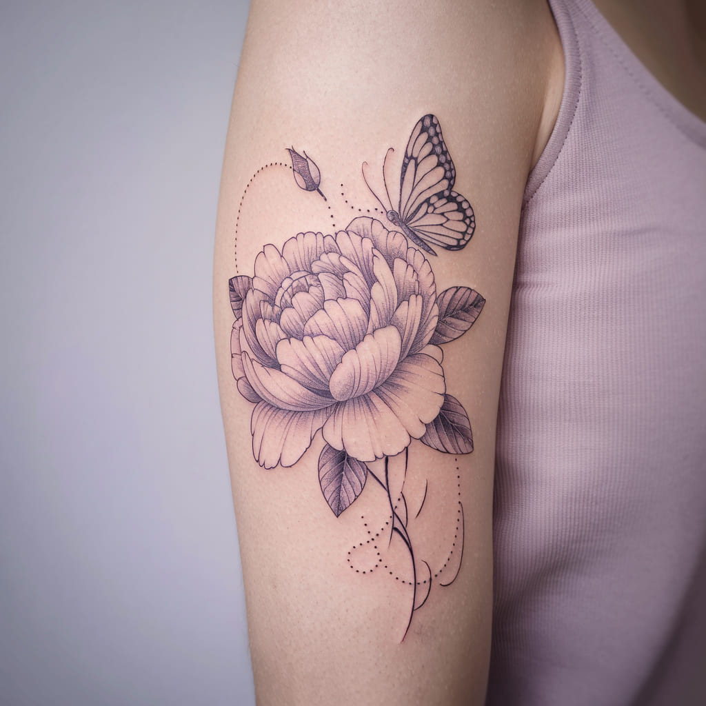 Peony with Butterfly Kisses