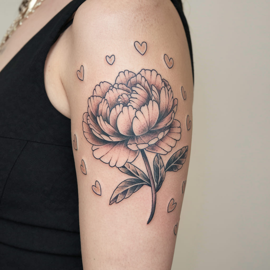 Peony with Little Hearts