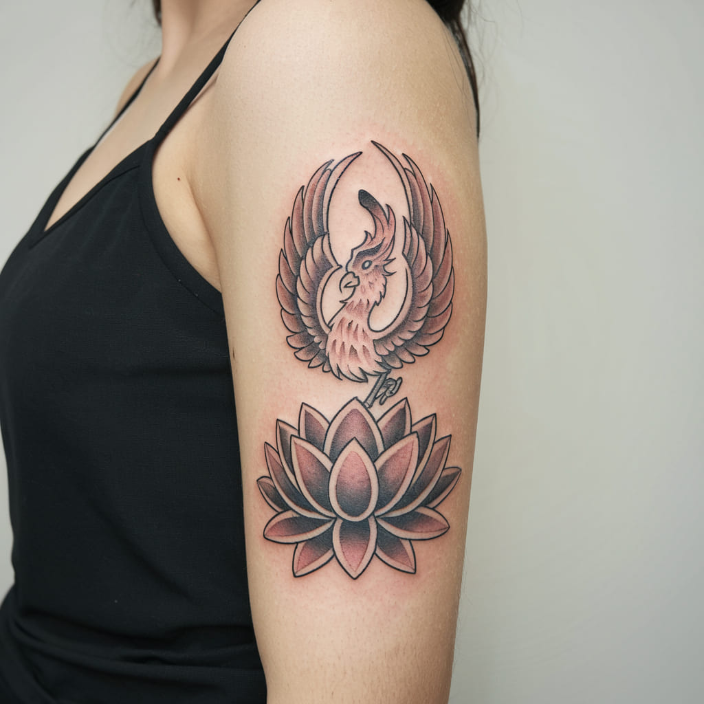 Phoenix Emerging from a Lotus Flower