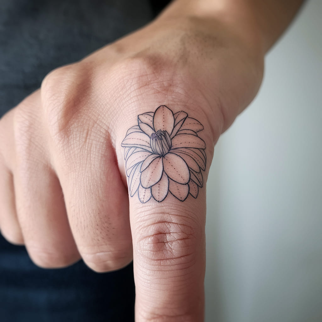 Simple Dahlia Outline on the Finger