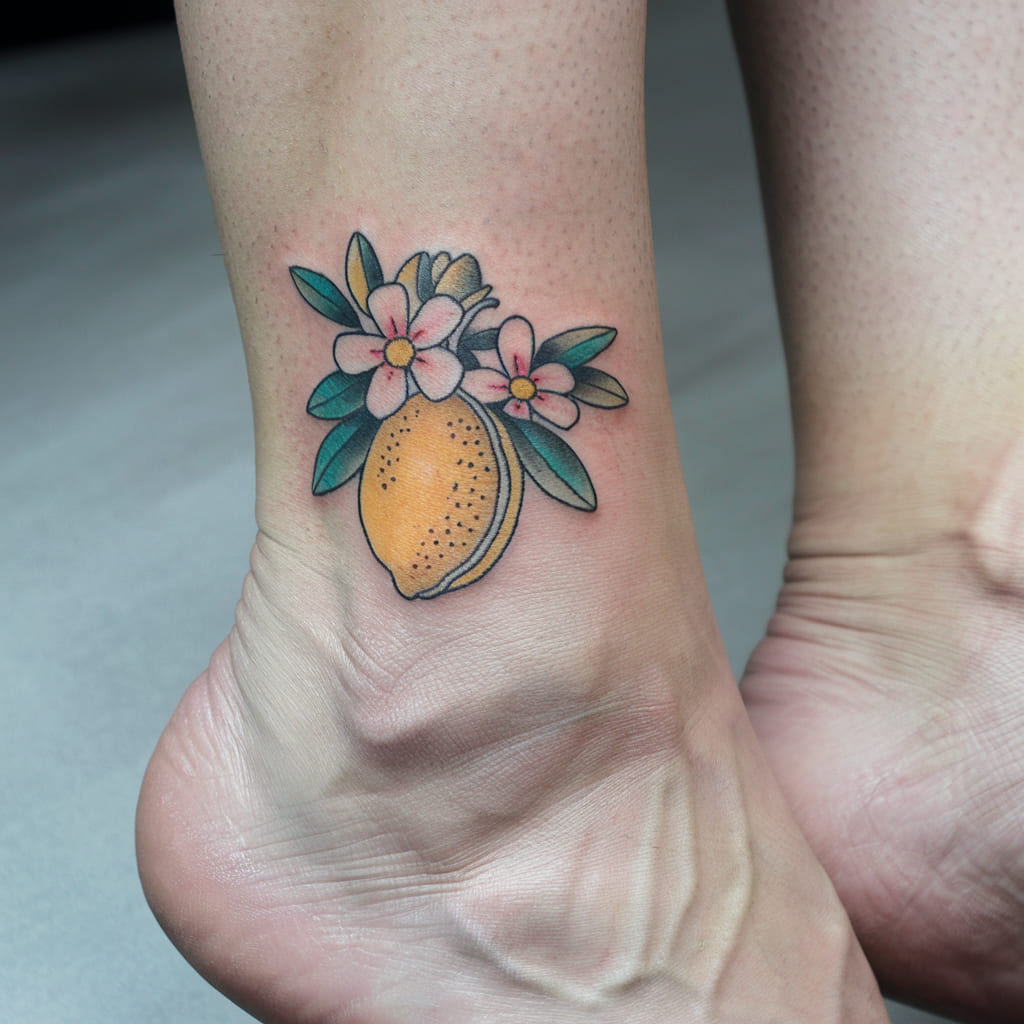 Simple Lemon and Flower on the Ankle