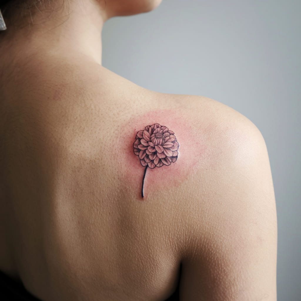 Tiny Dahlia on the Shoulder Blade