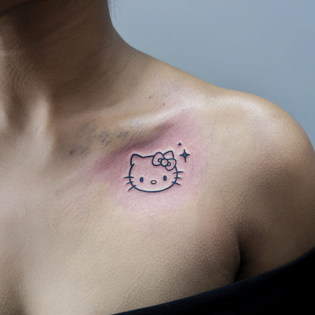 Tiny Hello Kitty with a Star on the Collarbone