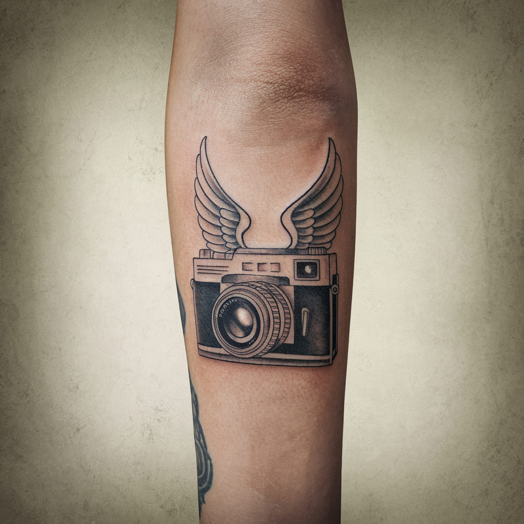 Vintage Camera with Simple Wings