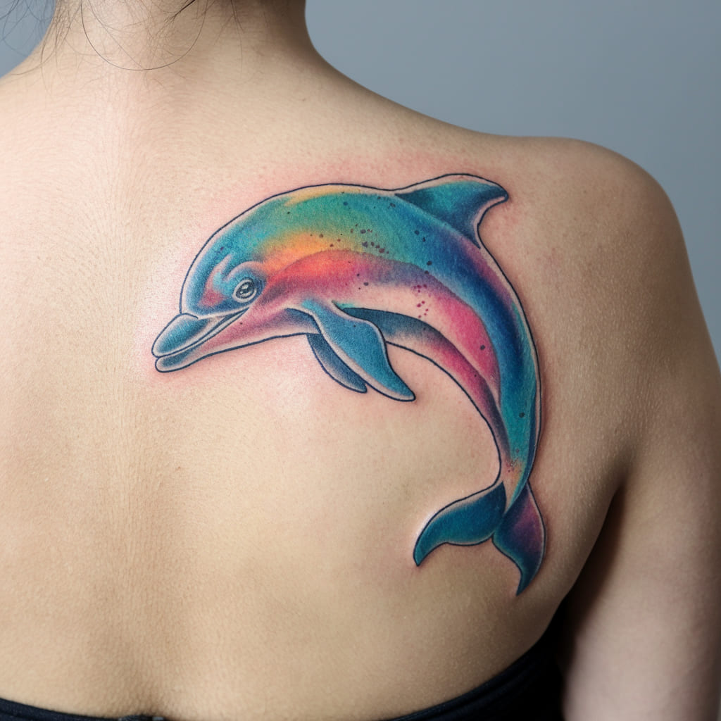 Watercolor Dolphin on the Back