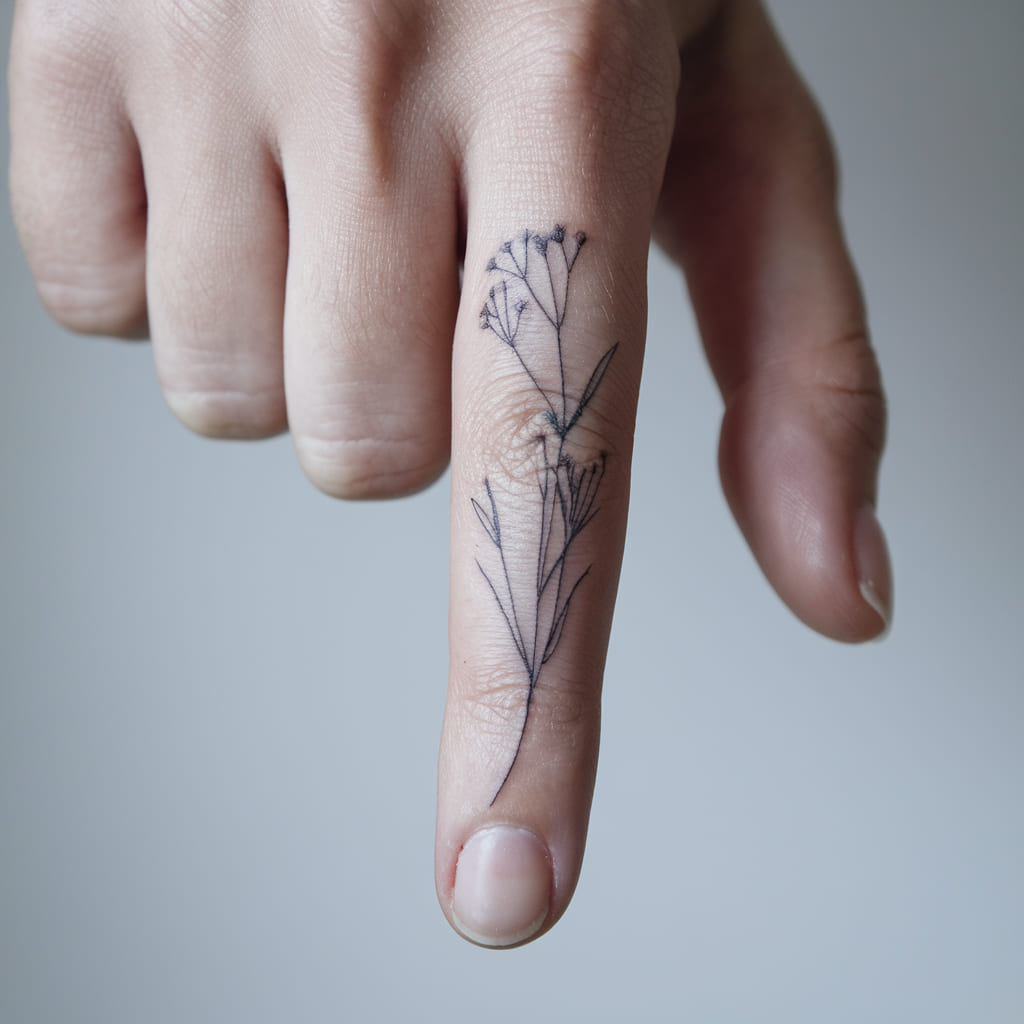 Wildflower Stem on the Finger