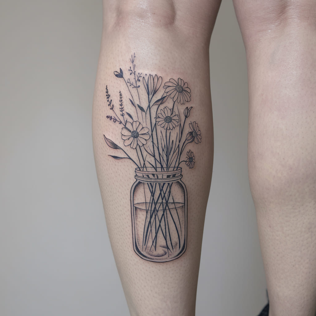 Wildflowers in a Jar on the Calf