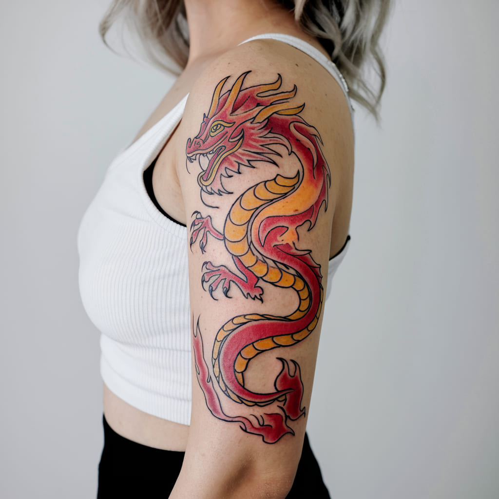 Abstract Fire Dragon Tattoo