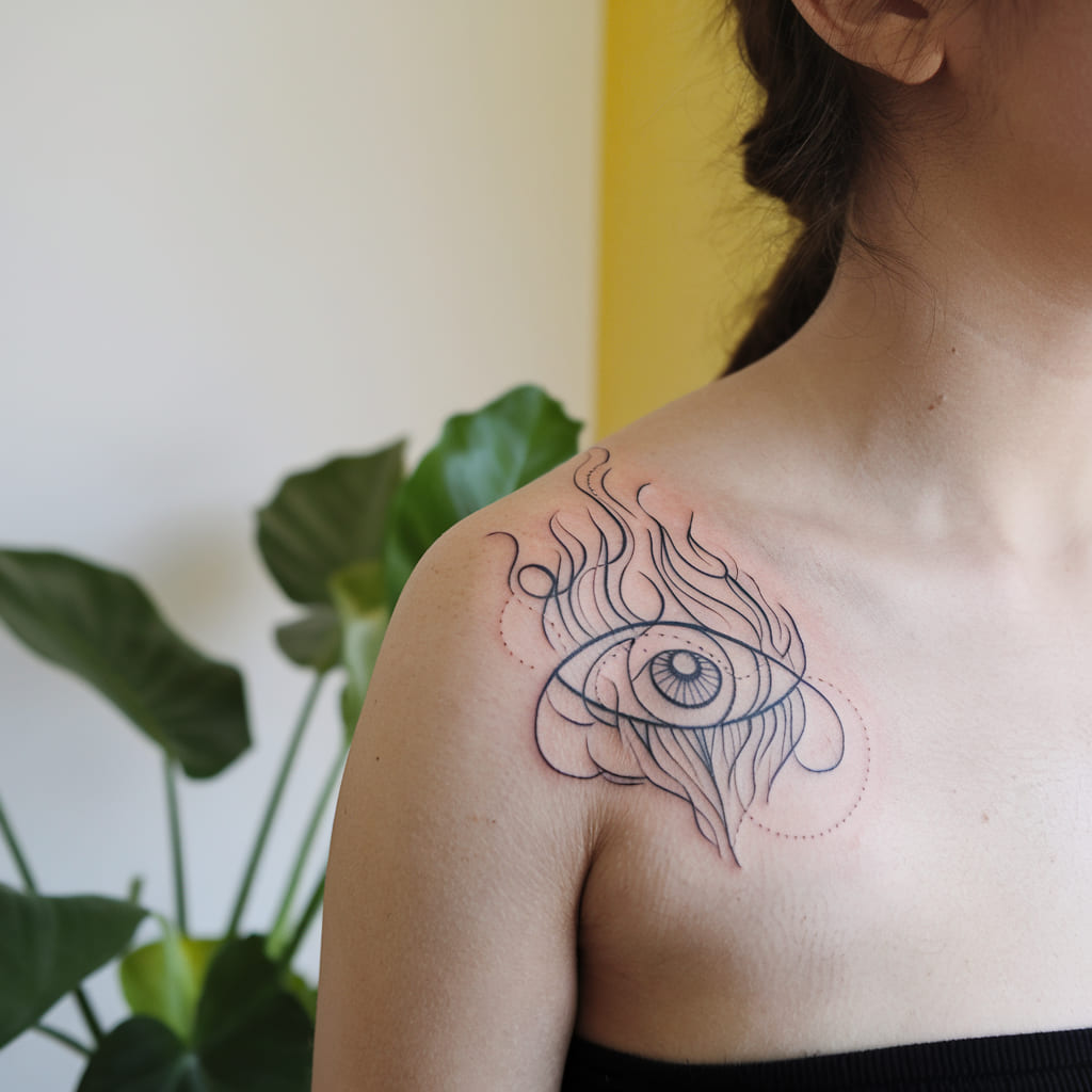 Abstract Fire Eye Tattoo