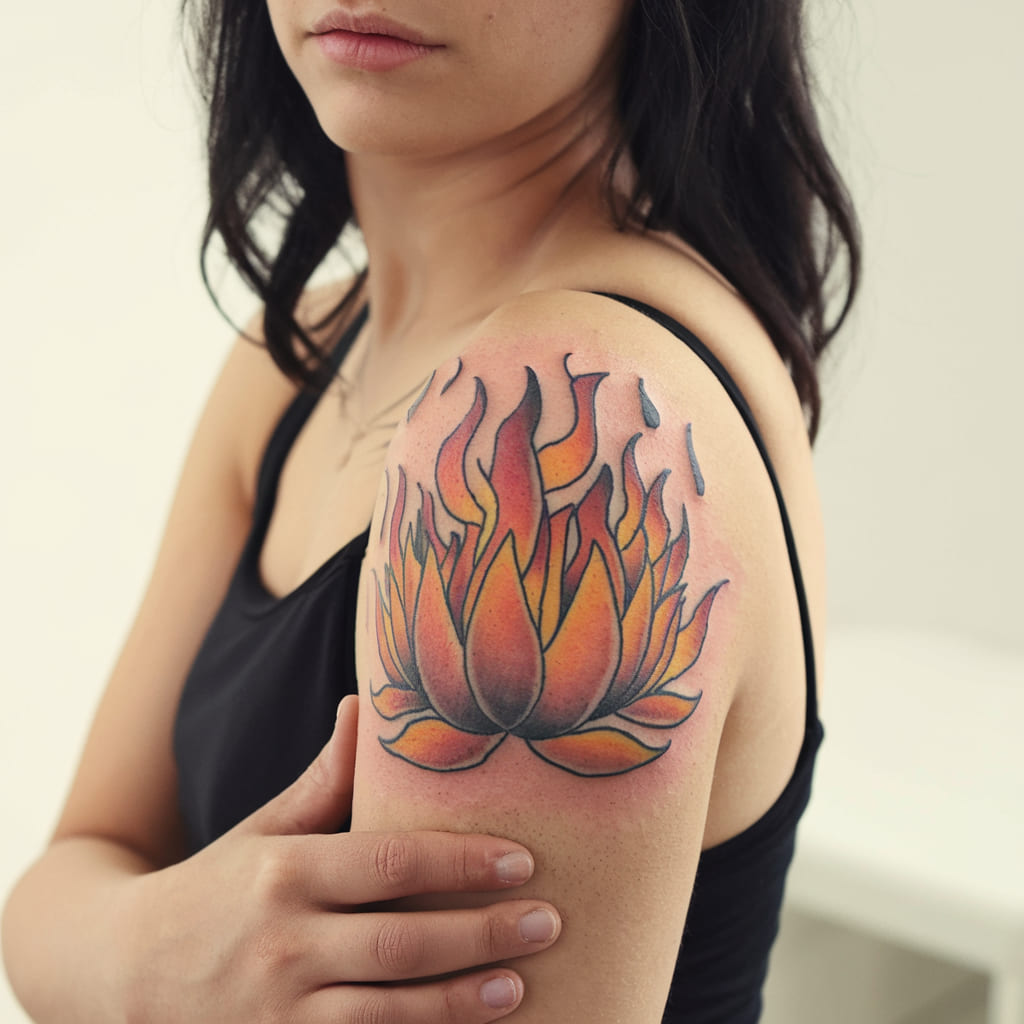 Abstract Fire Lotus Tattoo