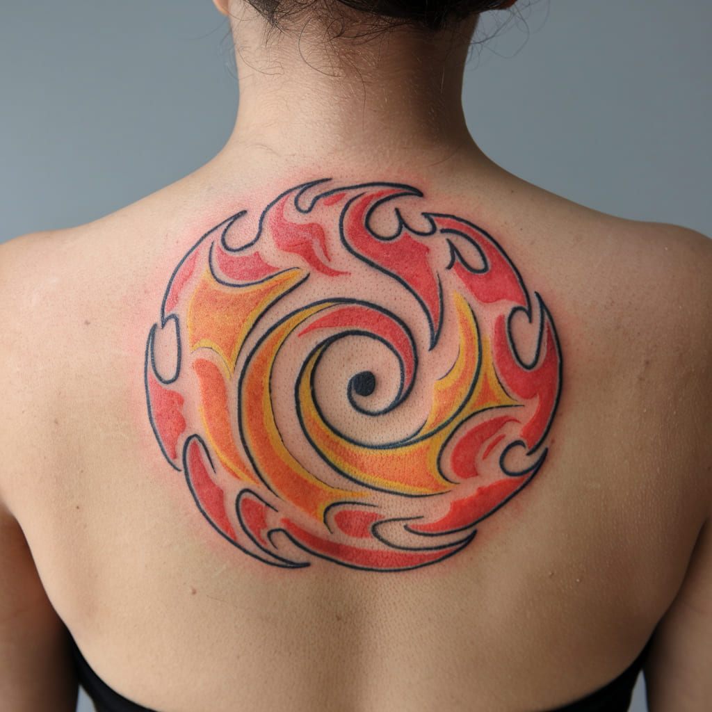 Abstract Fire Spiral Tattoo