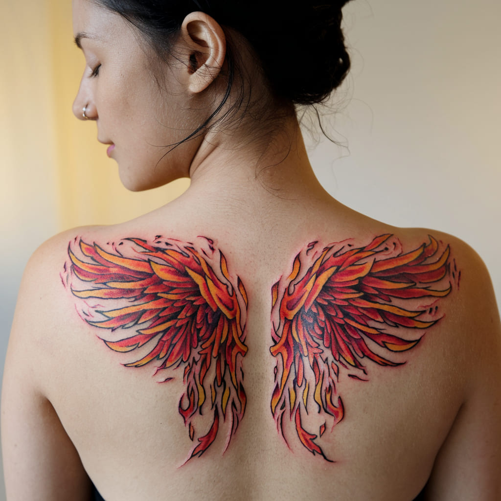 Abstract Fire Wings Tattoo