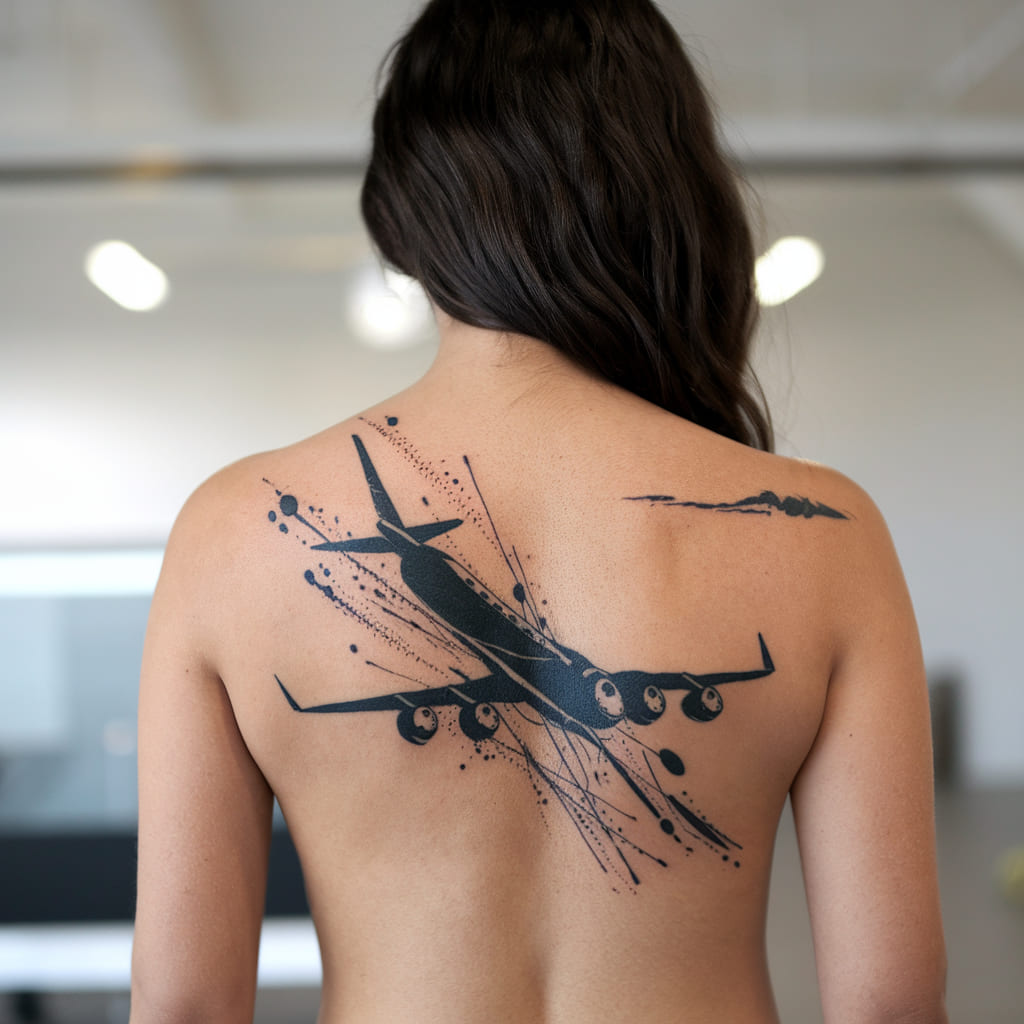 Airplane with Ink Splash