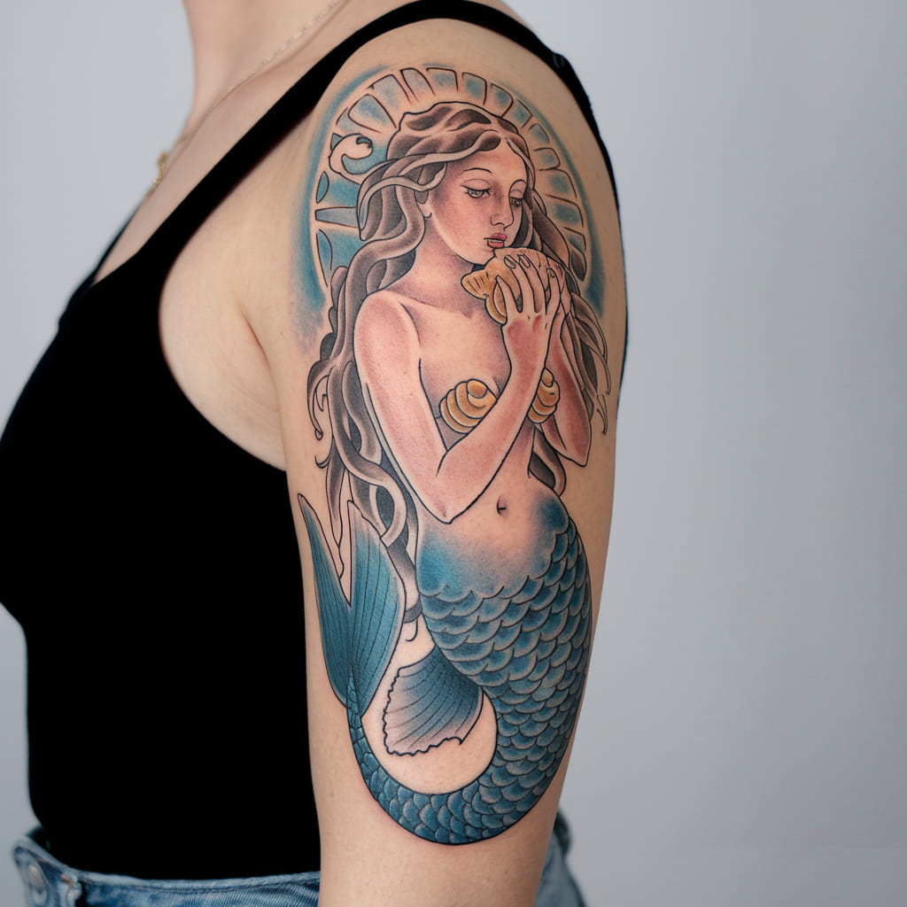 Art Nouveau Mermaid Tattoo