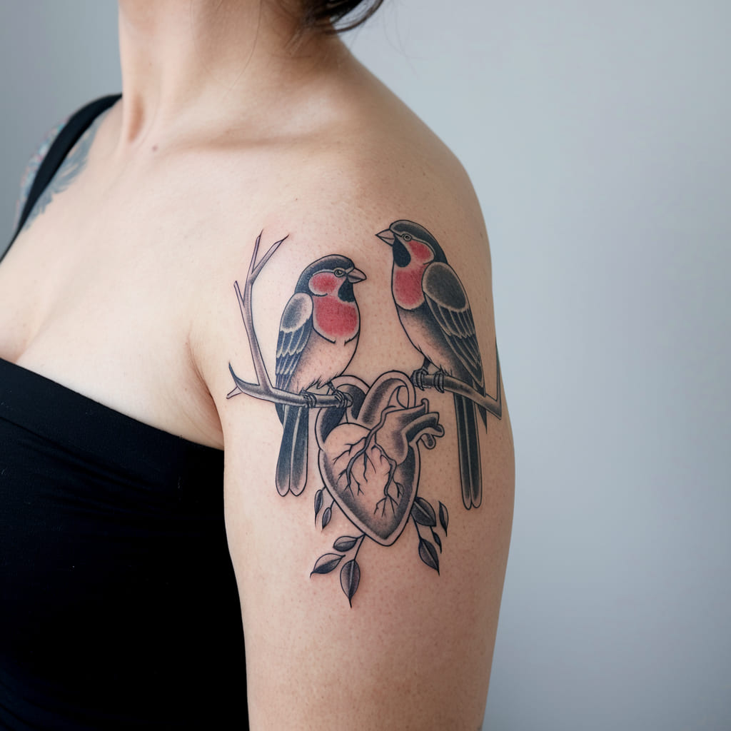 Birds Perched on a Branch Tattoo