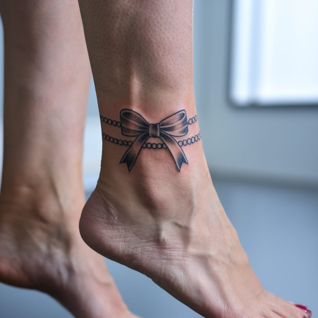 Bow Anklet Tattoo