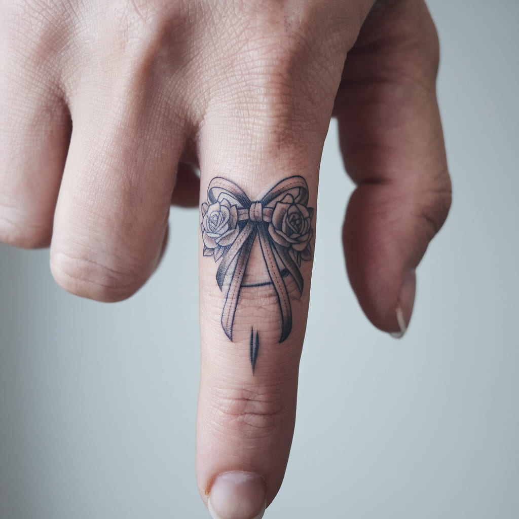 Bow Finger Tattoo