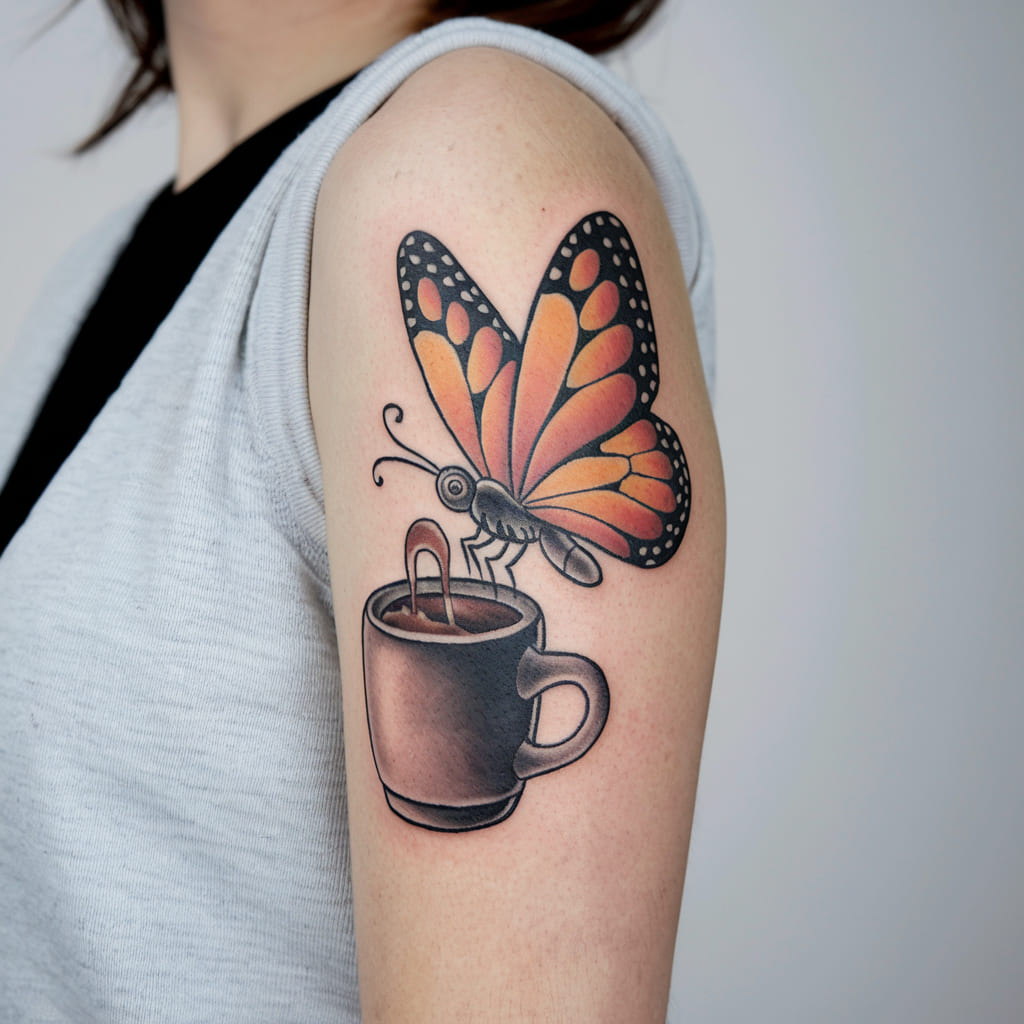 Butterfly with a Cup of Coffee