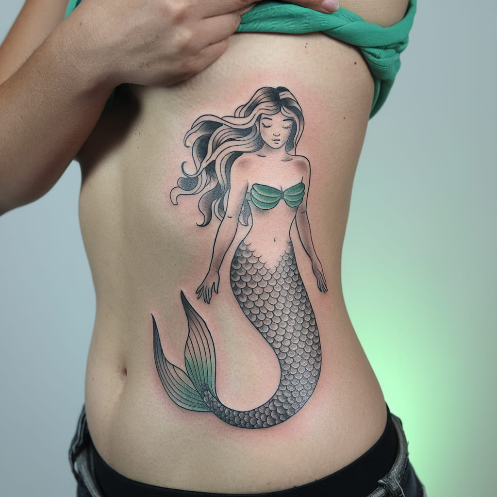 Classic Mermaid with Flowing Hair