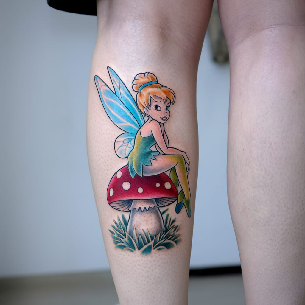 Classic Tinker Bell Sitting Tattoo