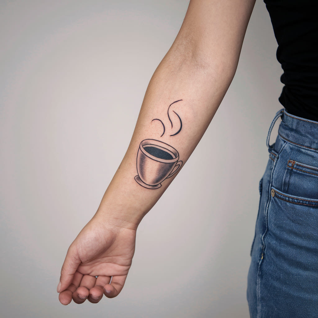 Coffee Tattoo on the Forearm