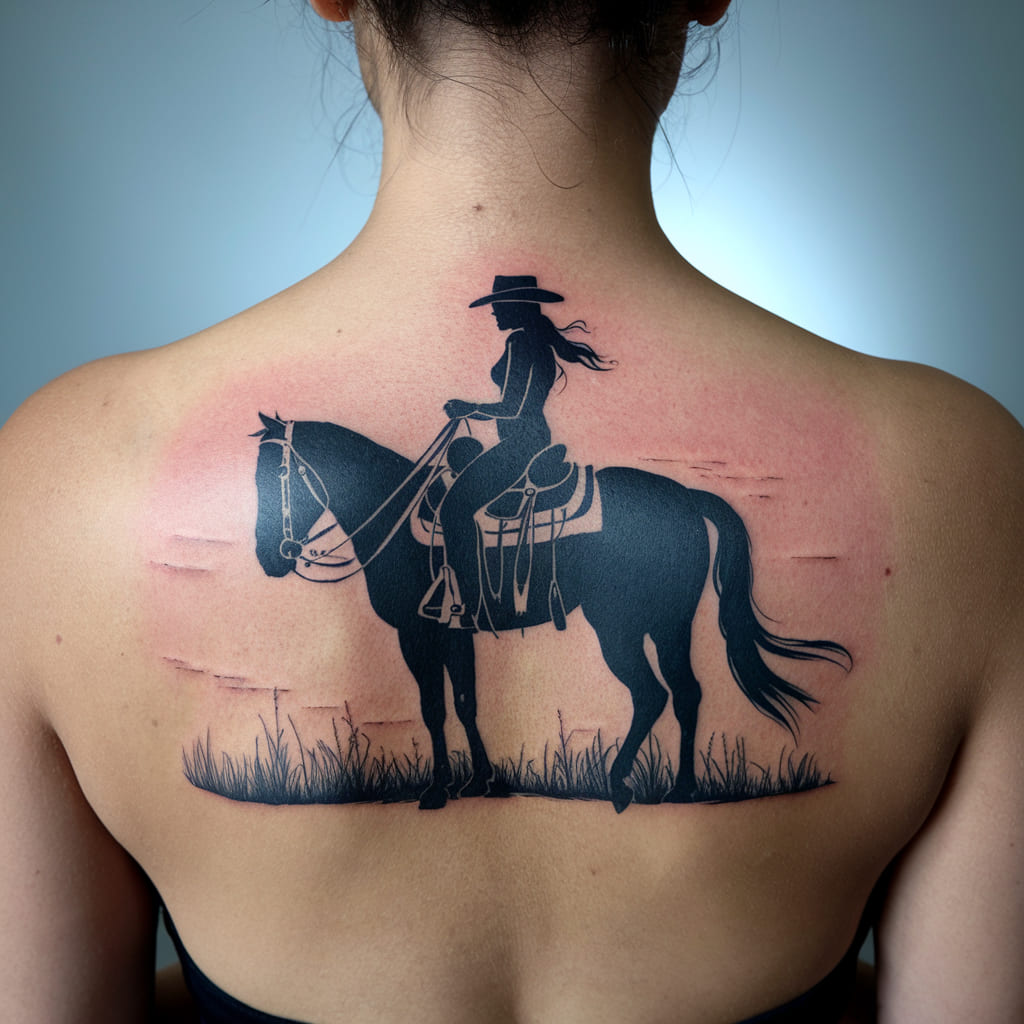 Cowgirl and Her Horse Silhouette