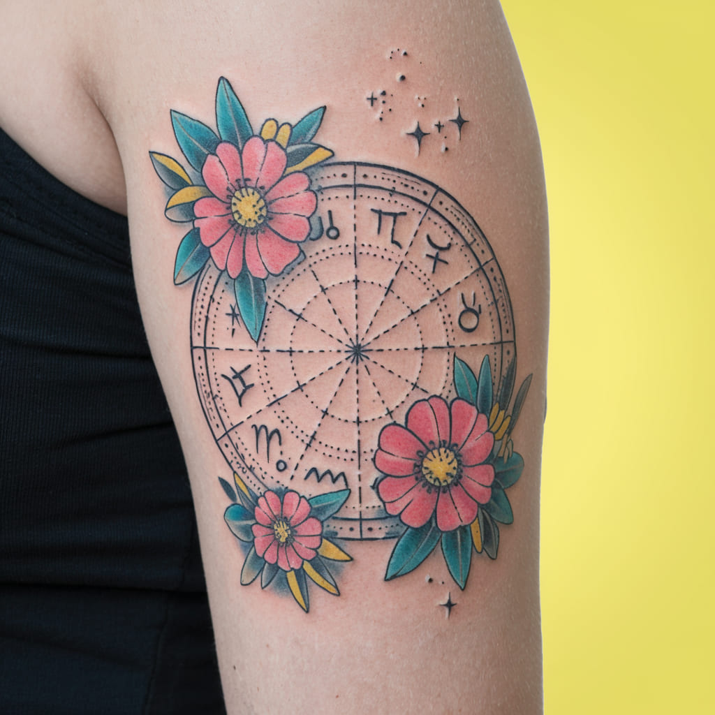 Floral Zodiac Wheel