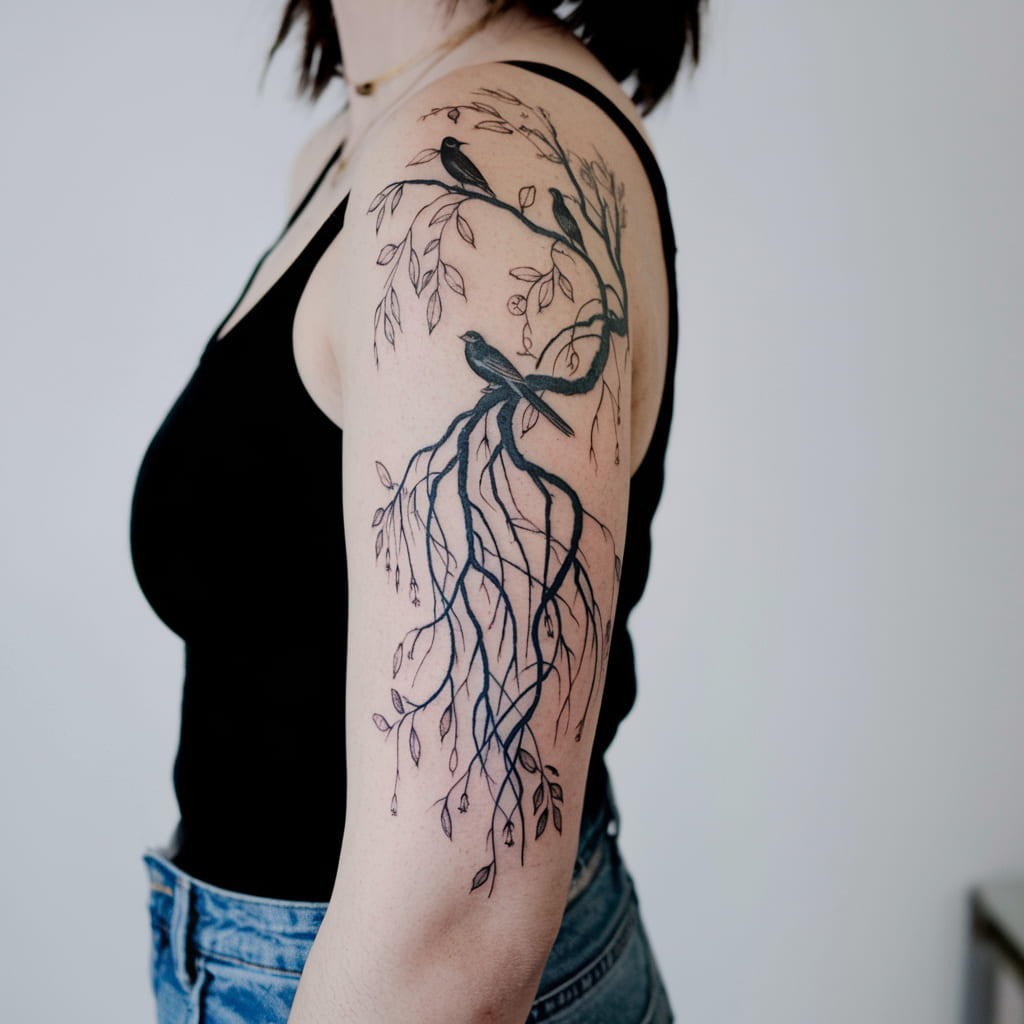 Flowing Branches with Birds