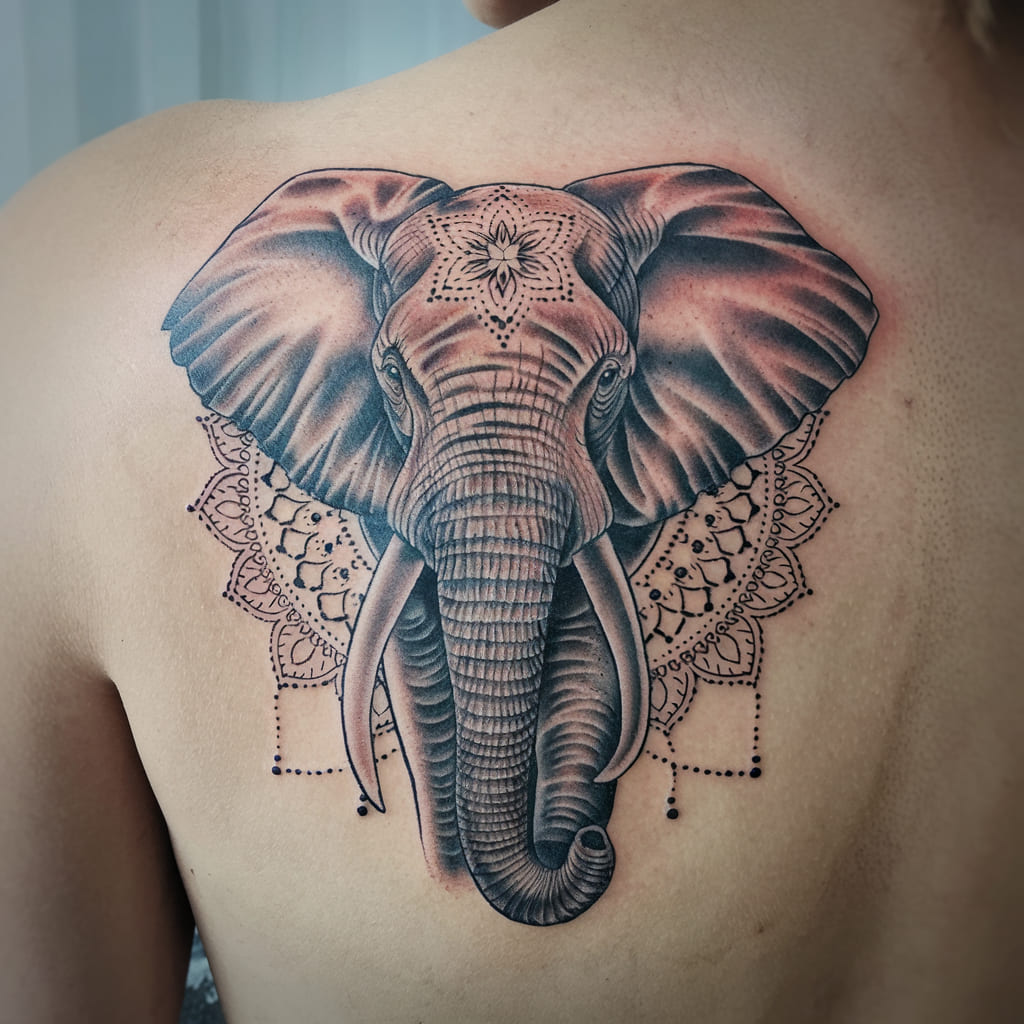 Gentle Elephant with Mandala Details