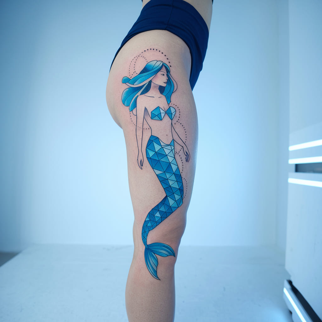 Geometric Mermaid Tattoo