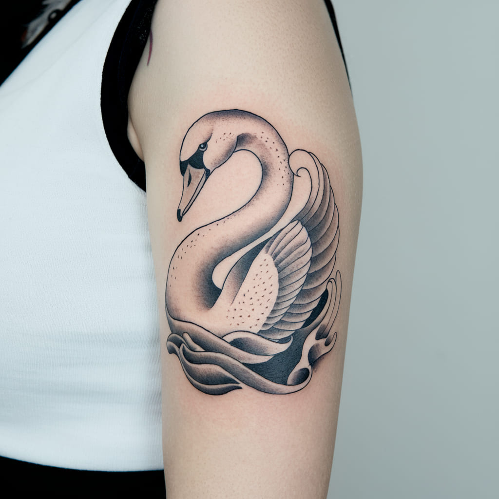 Graceful Swan with Soft Waves