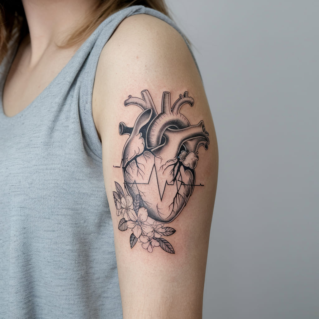 Heartbeat with Floral Elements