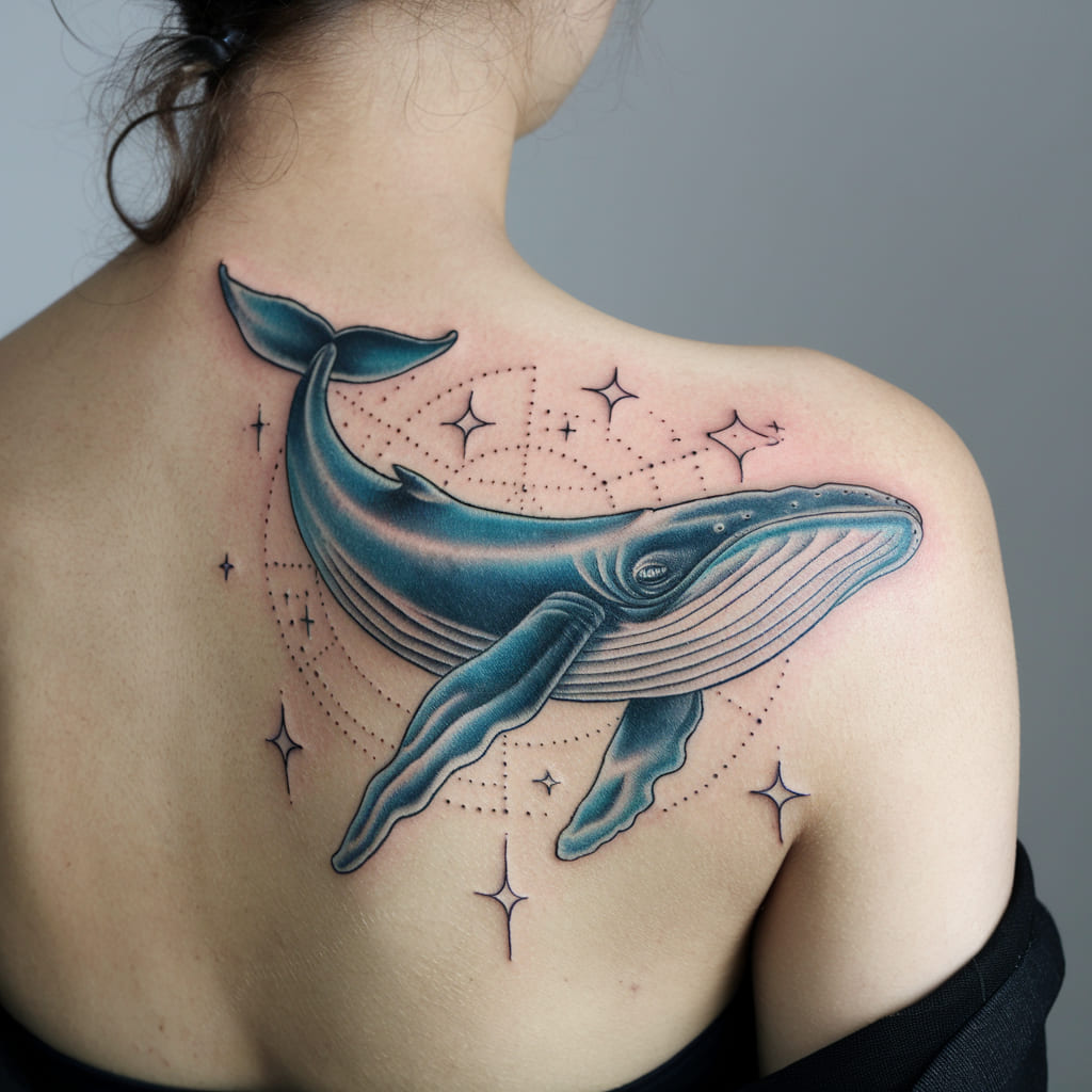 Majestic Whale with Celestial Accents