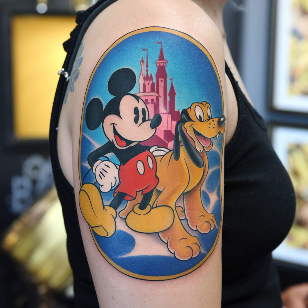 Mickey Mouse and Pluto Tattoo