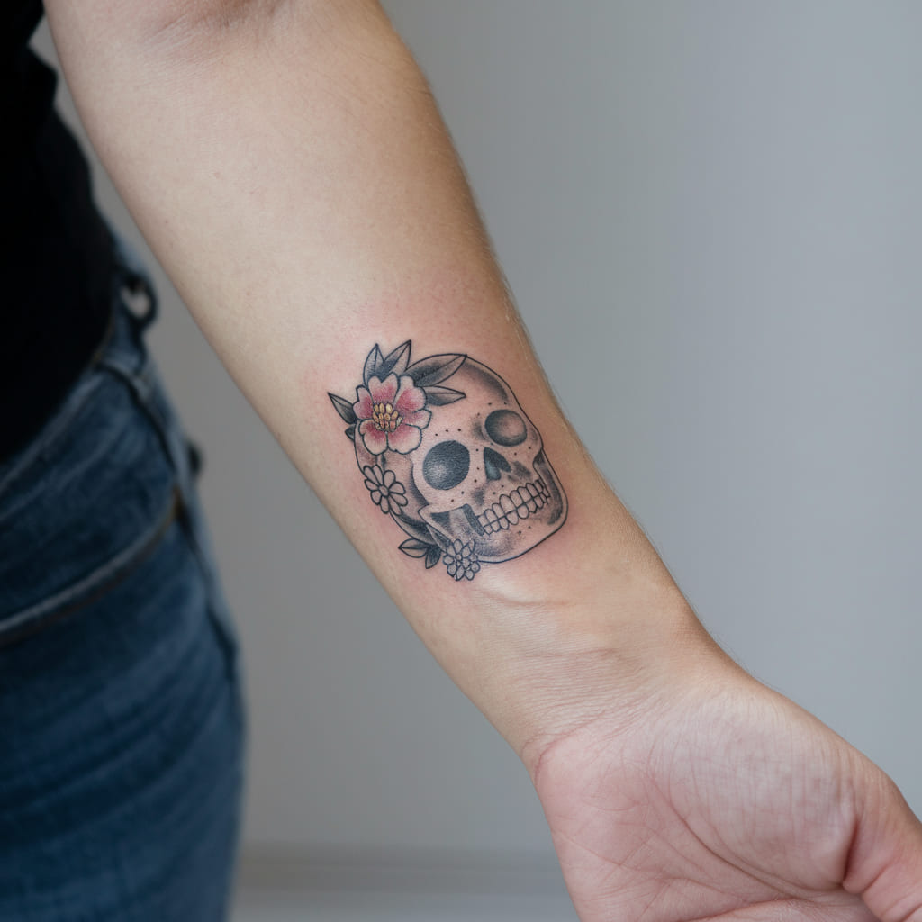 Mini Skull with Floral Details