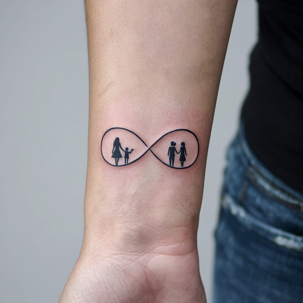 Minimalist Infinity Family Tattoo